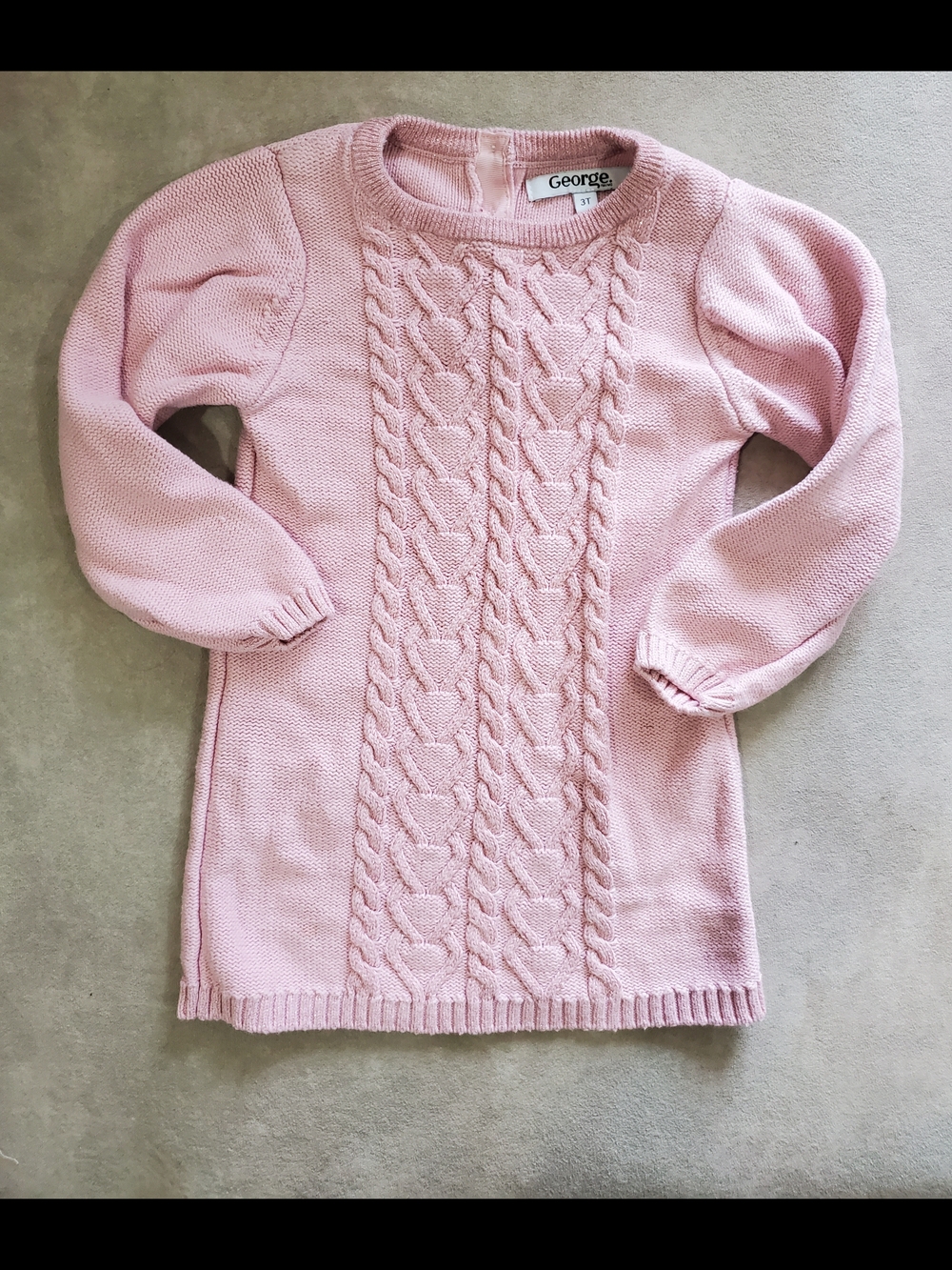 George Pink Cable-Knit Girl Sweater Dress
